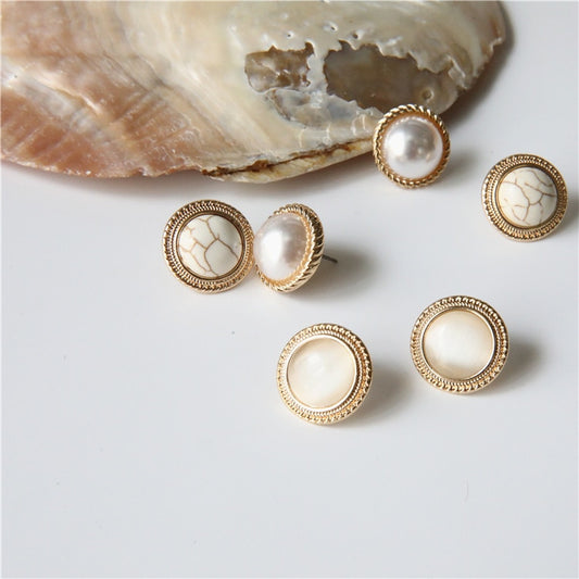 Pearl Cat Eye Stud Earrings, , women clothing, pearl-cat-eye-stud-earrings, , fairypeony
