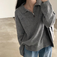 Pocket Crop Knit Sweater - fairypeony