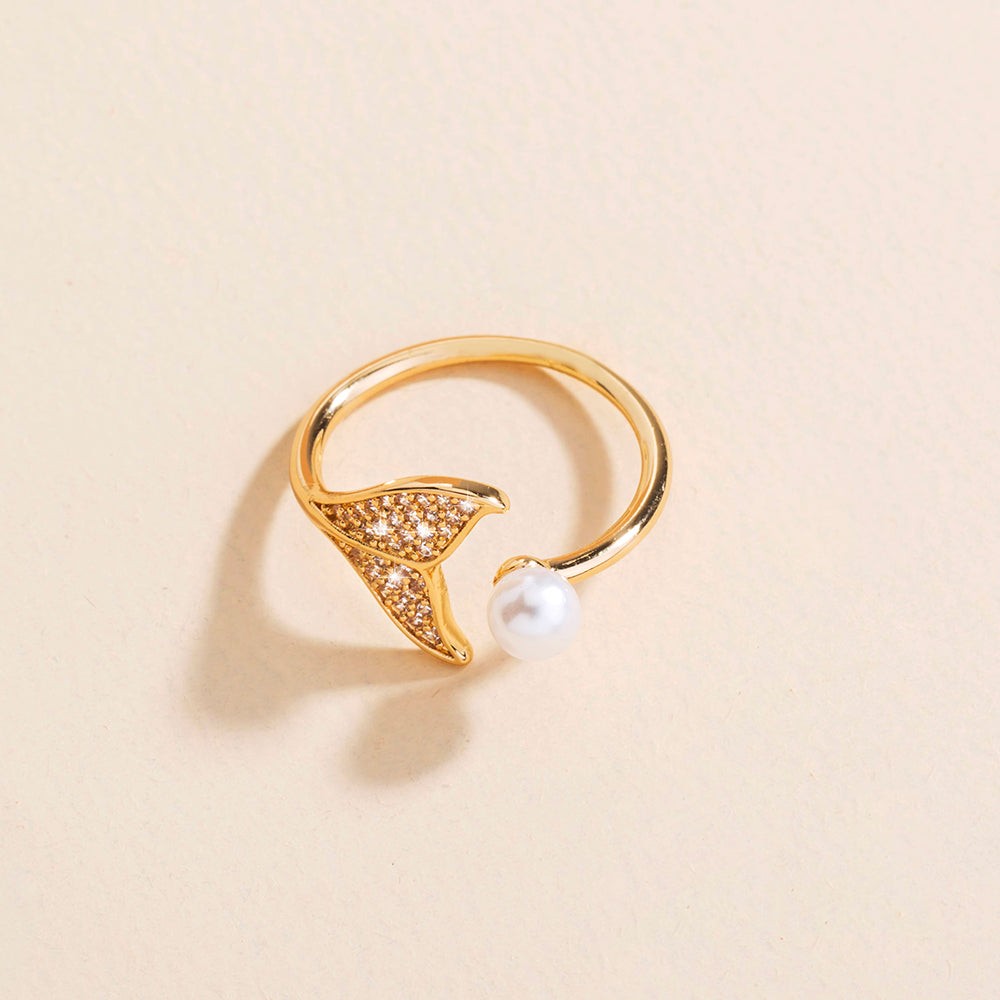 Pearl Tail Zircon Ring, , women clothing, pearl-tail-zircon-ring, , fairypeony