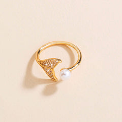 Pearl Tail Zircon Ring, , women clothing, pearl-tail-zircon-ring, , fairypeony