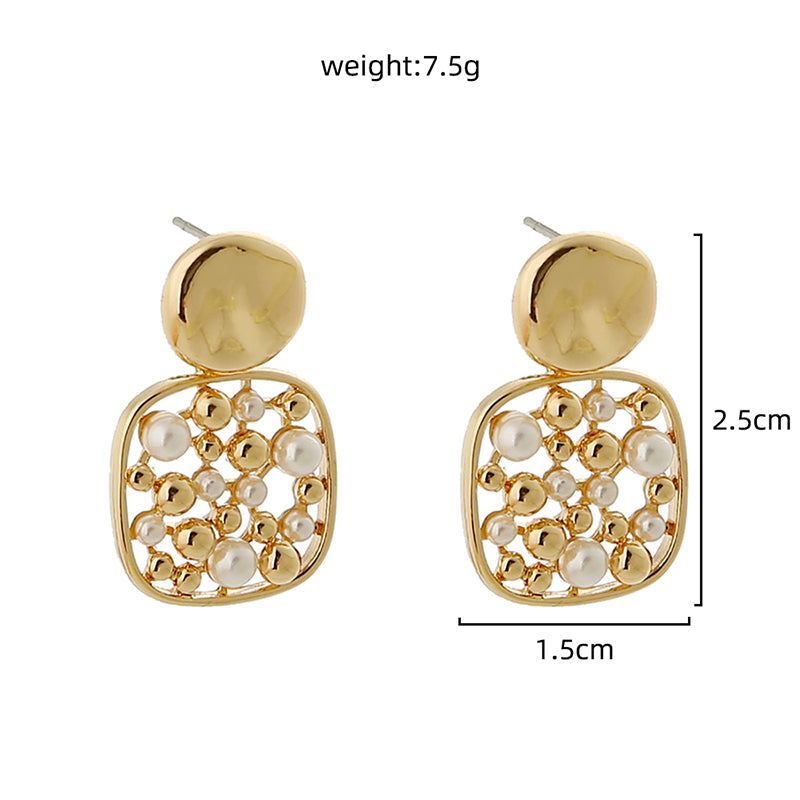 Square Cut-out Pearl Earring Accessories, , women clothing, square-cut-out-pearl-earring-accessories, , fairypeony