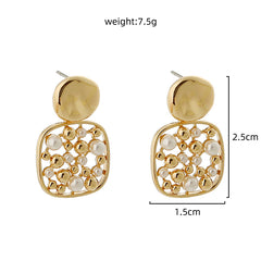 Square Cut-out Pearl Earring Accessories, , women clothing, square-cut-out-pearl-earring-accessories, , fairypeony