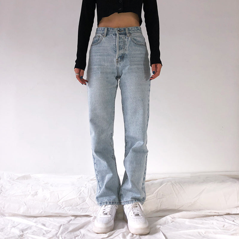 Retro high-rise straight-leg denim pant, , women clothing, retro-high-rise-straight-leg-denim-pant, , fairypeony