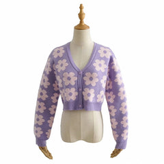 Pointelle Knit Floral Crop Cardigan, , women clothing, pointelle-knit-floral-crop-cardigan, , fairypeony
