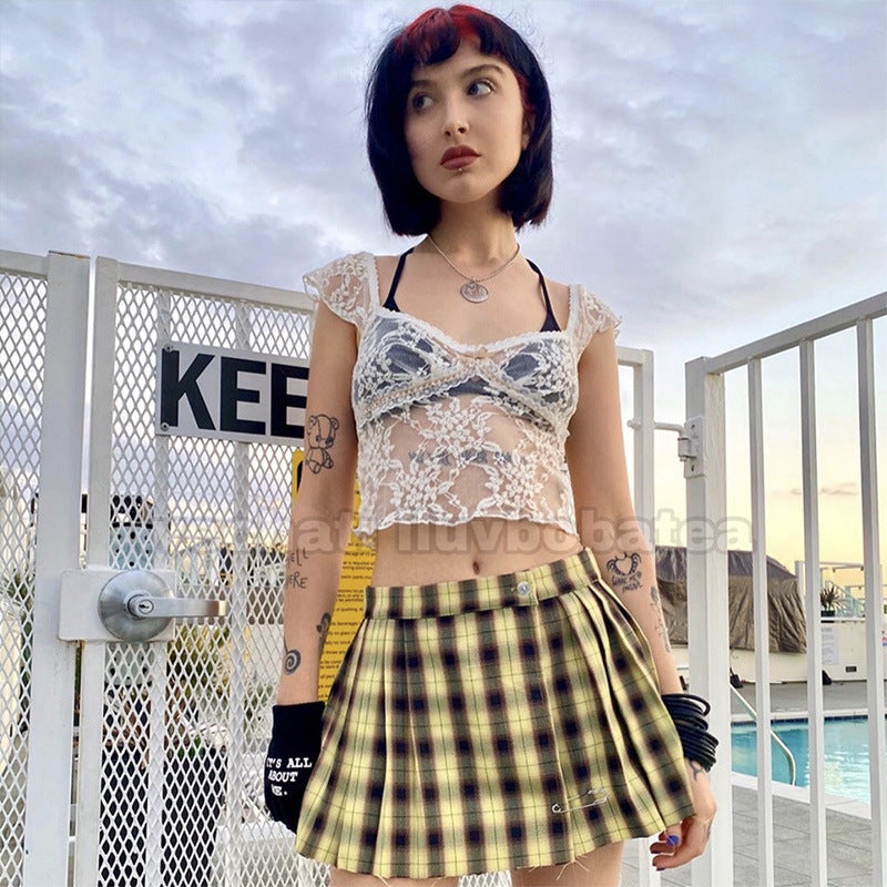 Sheer Lace Fairycore Crop Top - fairypeony