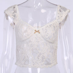 Sheer Lace Fairycore Crop Top - fairypeony