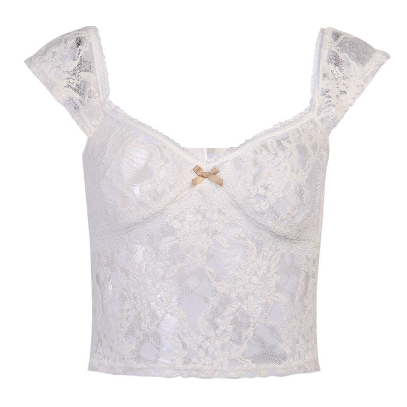 Sheer Lace Fairycore Crop Top - fairypeony