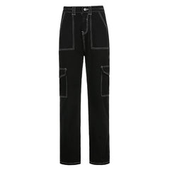 Black Straight High-rise Jeans, , women clothing, black-straight-high-rise-jeans, , fairypeony