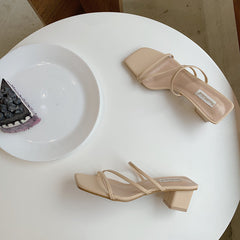 Square Head Thick Heel Sandals, , women clothing, square-head-thick-heel-sandals, , fairypeony