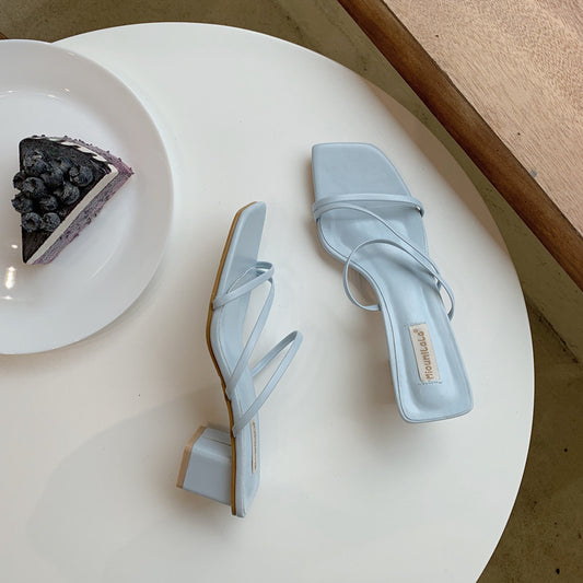 Square Head Thick Heel Sandals, , women clothing, square-head-thick-heel-sandals, , fairypeony