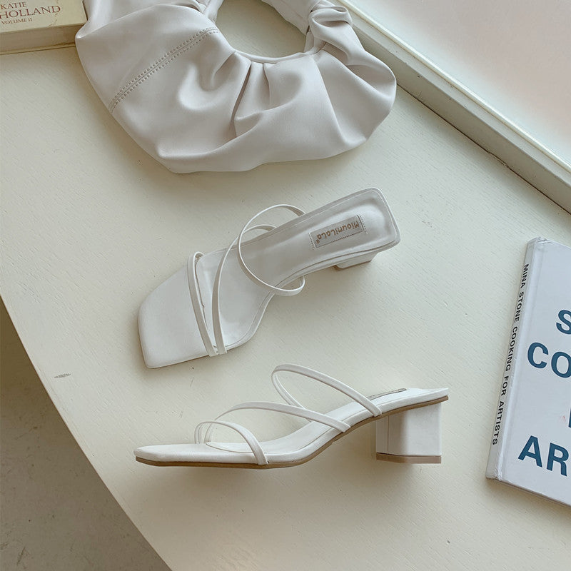 Square Head Thick Heel Sandals, , women clothing, square-head-thick-heel-sandals, , fairypeony