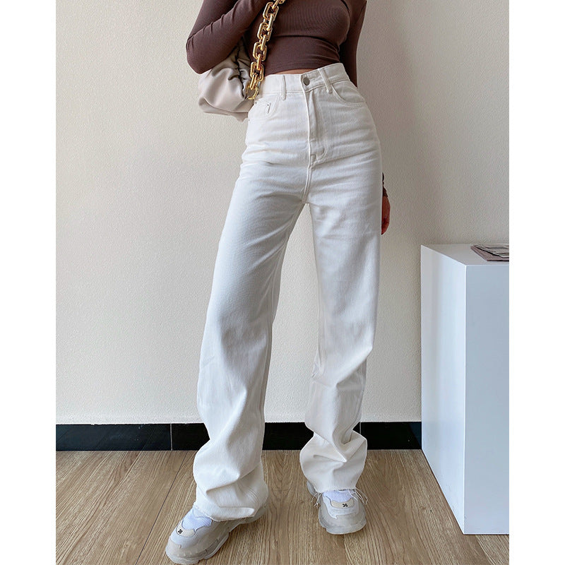 Loose High Waist Skinny White Jeans, , women clothing, loose-high-waist-skinny-white-jeans, , fairypeony