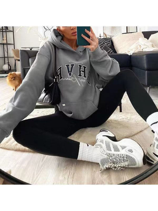 Ladies Letter Print Warm Long Sleeve Sweatshirt, , women clothing, ladies-letter-print-warm-long-sleeve-sweatshirt, , fairypeony