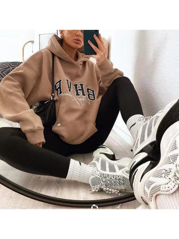 Ladies Letter Print Warm Long Sleeve Sweatshirt, , women clothing, ladies-letter-print-warm-long-sleeve-sweatshirt, , fairypeony