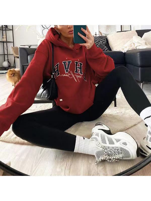 Ladies Letter Print Warm Long Sleeve Sweatshirt, , women clothing, ladies-letter-print-warm-long-sleeve-sweatshirt, , fairypeony