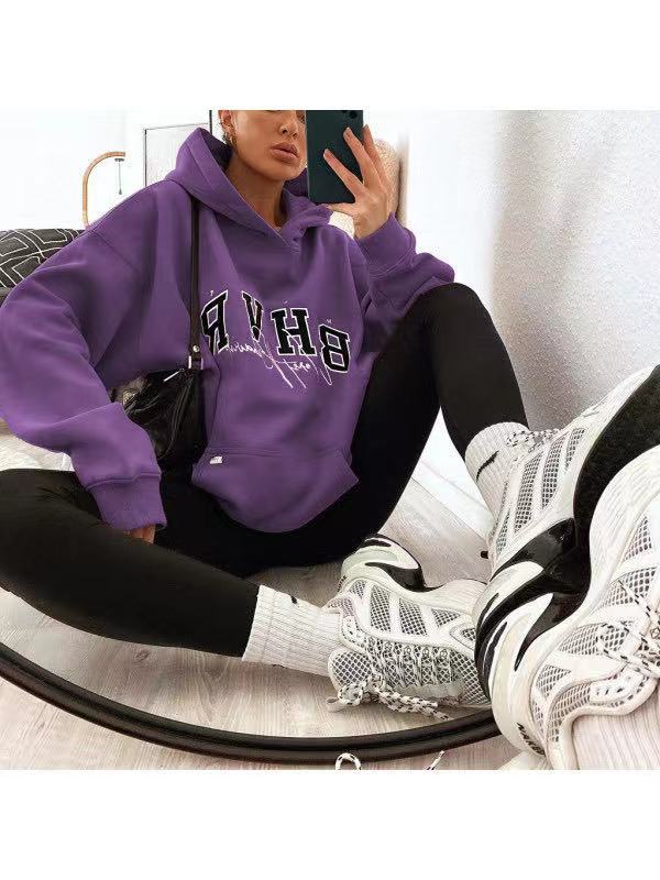 Ladies Letter Print Warm Long Sleeve Sweatshirt, , women clothing, ladies-letter-print-warm-long-sleeve-sweatshirt, , fairypeony