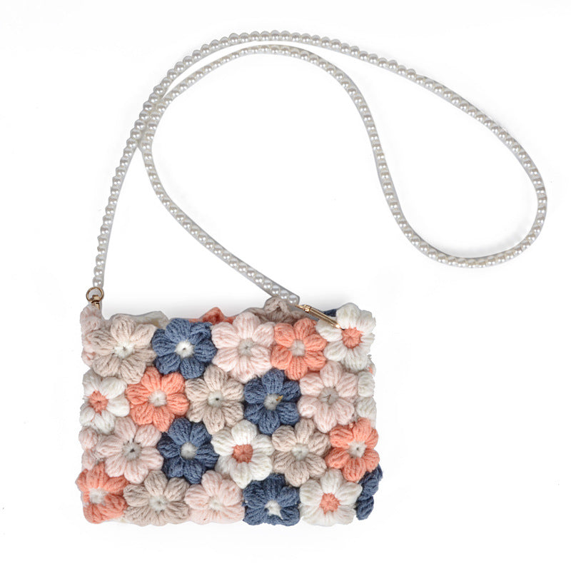 Pearl Flower Hand-Woven Crossbody Handbag, , women clothing, pearl-flower-hand-woven-crossbody-handbag, , fairypeony