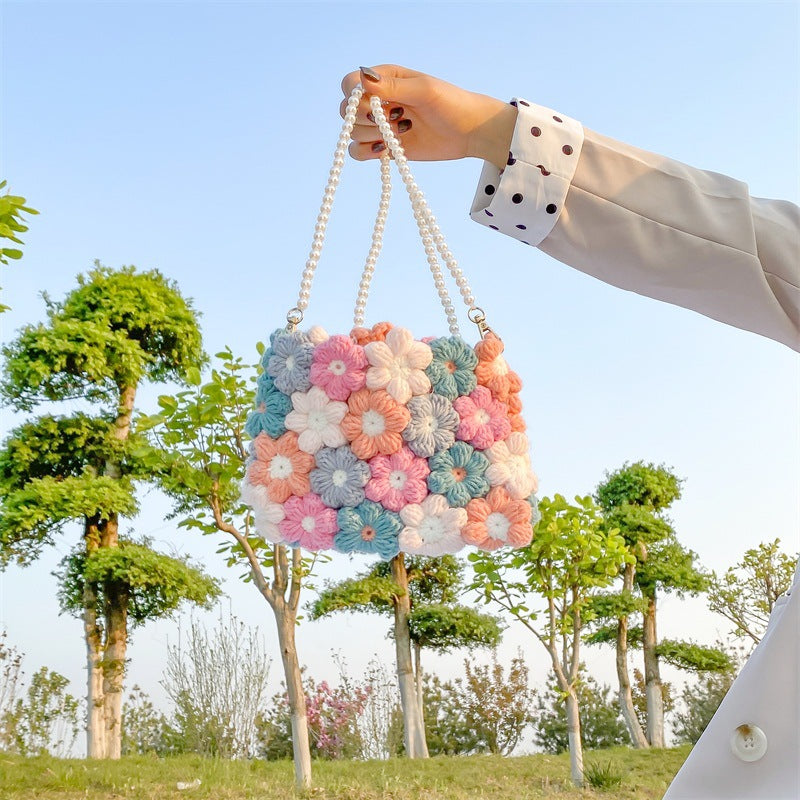 Pearl Flower Hand-Woven Crossbody Handbag, , women clothing, pearl-flower-hand-woven-crossbody-handbag, , fairypeony