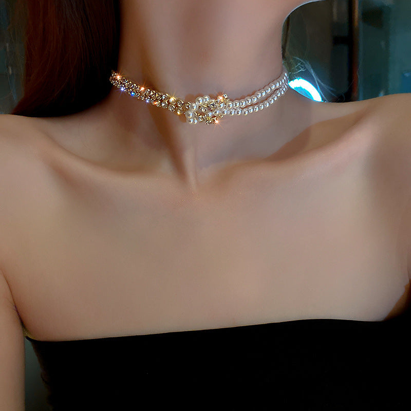 Pearl Crystal Choker Necklaces, , women clothing, pearl-crystal-choker-necklaces, , fairypeony