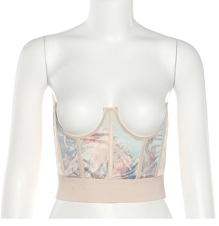 French Oil Painting Waist Top, , women clothing, french-oil-painting-waist-top, , fairypeony