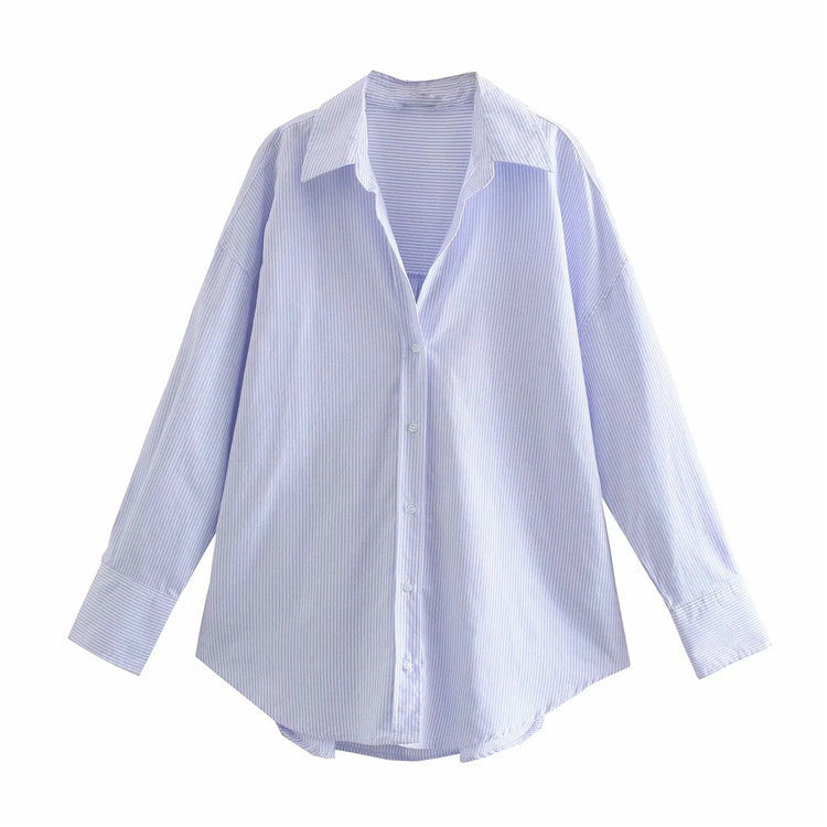 Casual Simple Mid-Length Long-Sleeved Shirt, , women clothing, casual-simple-mid-length-long-sleeved-shirt, , fairypeony