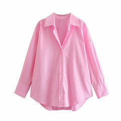Casual Simple Mid-Length Long-Sleeved Shirt, , women clothing, casual-simple-mid-length-long-sleeved-shirt, , fairypeony