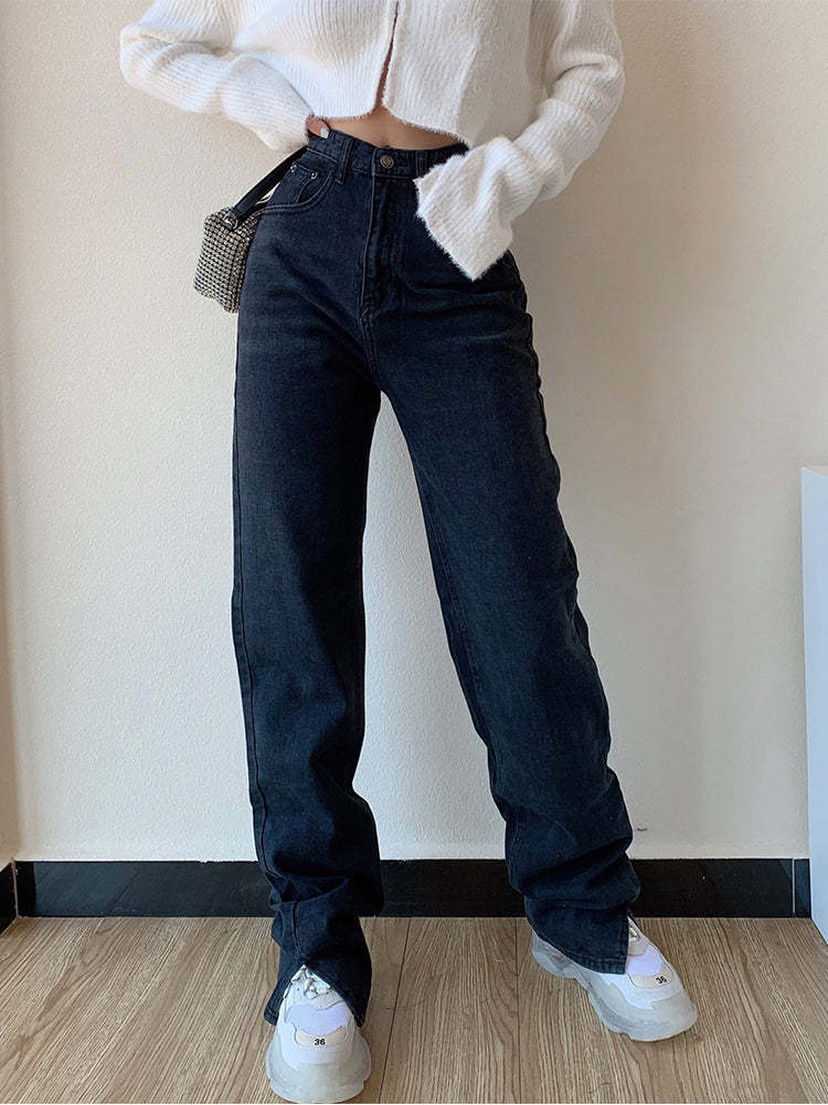 Wide Leg Mopping Pants With Slits, , women clothing, wide-leg-mopping-pants-with-slits, , fairypeony