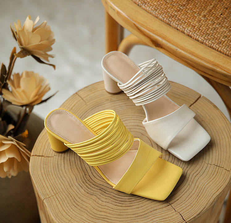 Fashion Lady's Block Heel Square Toe Sandals, , women clothing, fashion-ladys-block-heel-square-toe-sandals, , fairypeony