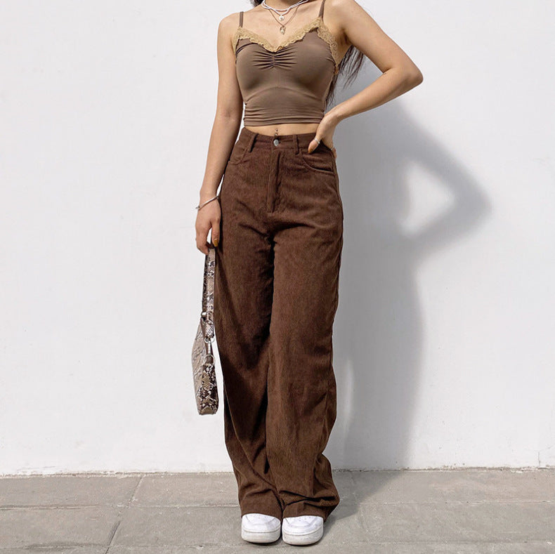 Street High Waist Corduroy Pants, , women clothing, street-high-waist-corduroy-pants, , fairypeony