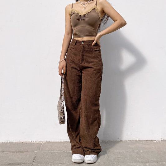 Street High Waist Corduroy Pants, , women clothing, street-high-waist-corduroy-pants, , fairypeony