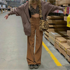 Street High Waist Corduroy Pants, , women clothing, street-high-waist-corduroy-pants, , fairypeony