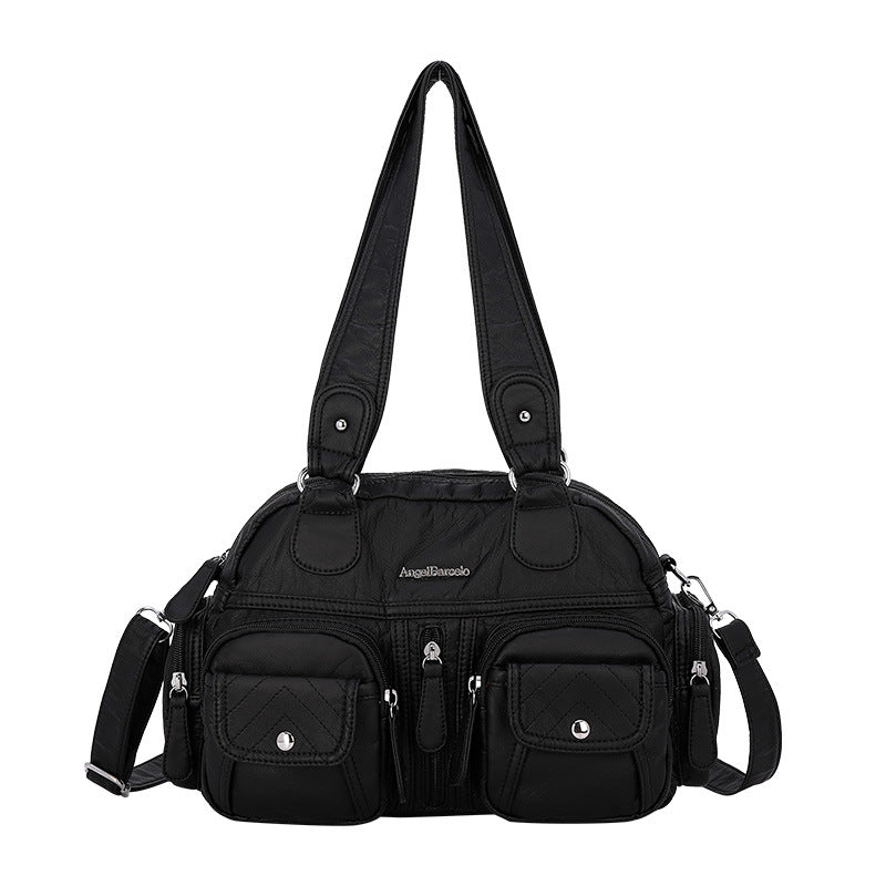 Solid Color Cargo Messenger Bag - fairypeony