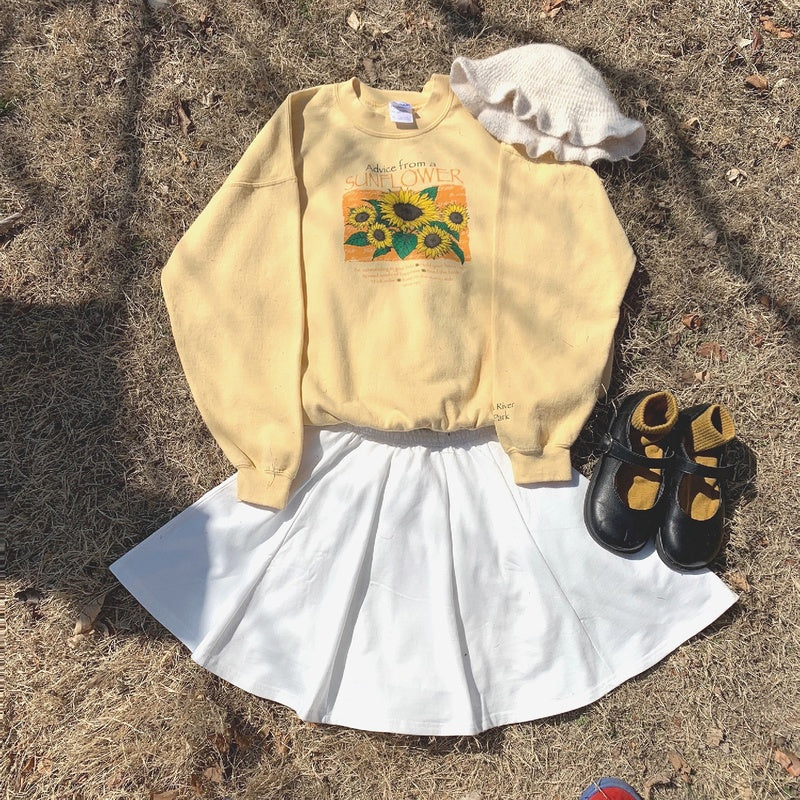 Sunflower Field Vintage Sweatshirt, , women clothing, sunflower-vintage-sweatshirt, advice, field, sunflower, sweatshirt, yellow, fairypeony