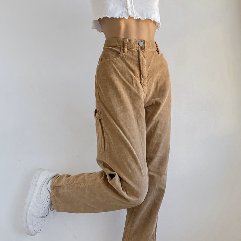 Retro Brown Drape High Waist Pants, , women clothing, retro-brown-drape-high-waist-pants, , fairypeony