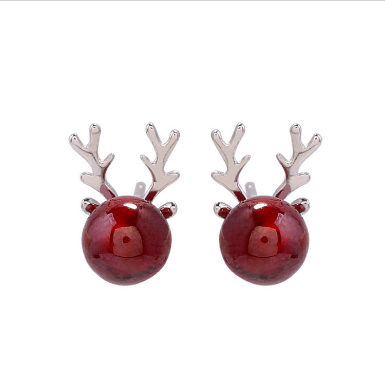 Antler Christmas Stud Earrings, , women clothing, antler-christmas-stud-earrings, , fairypeony
