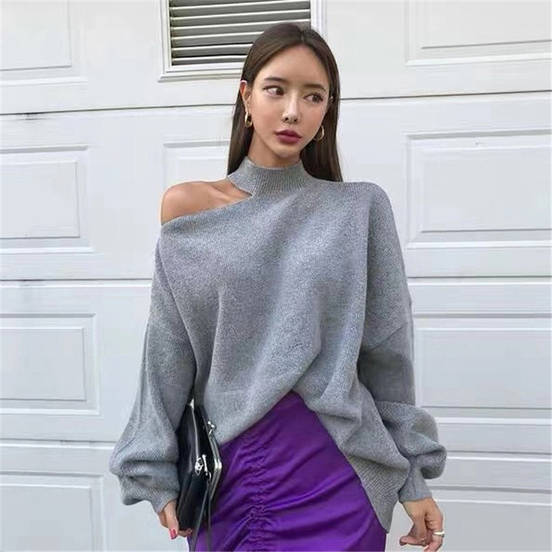 Strapless Halterneck Sweater Irregular Top, , women clothing, strapless-halterneck-sweater-irregular-top, , fairypeony