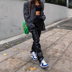 Wide Leg Leather Pants, , women clothing, wide-leg-leather-pants, , fairypeony