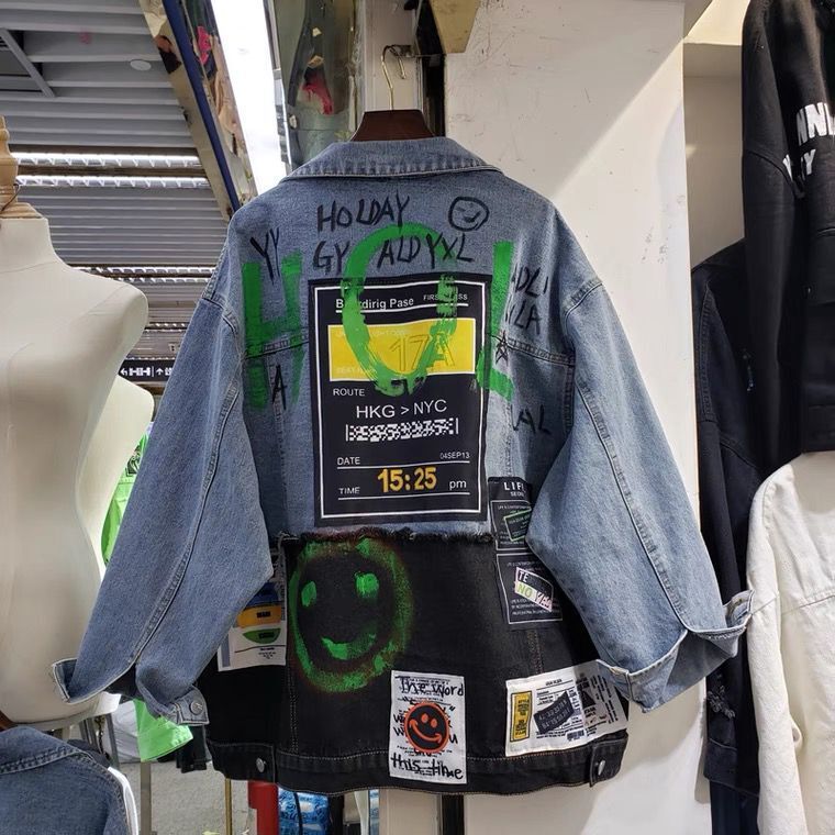 Cloth Stitching Denim Mid-length Jacket, , women clothing, cloth-stitching-denim-mid-length-jacket, , fairypeony