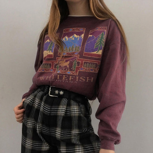 Whitefish Montana Sweatshirt, , women clothing, whitefish-montana-sweatshirt, L, M, purple, S, vintage, fairypeony