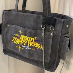 Vintage Washed Large Canvas Crossbody Bag - fairypeony