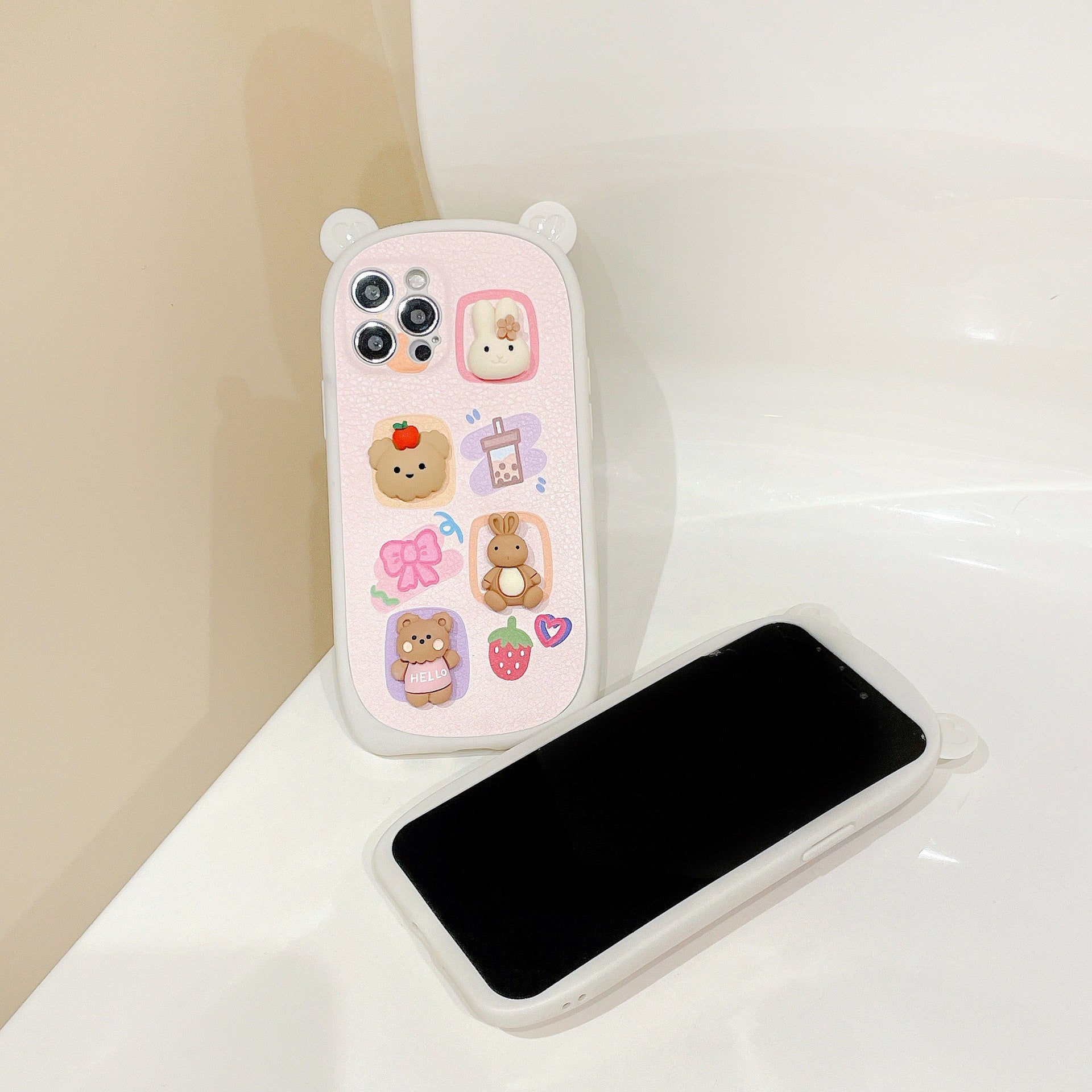 Dimensional Bear Phone Case, , women clothing, dimensional-bear-phone-case, bears, fairypeony