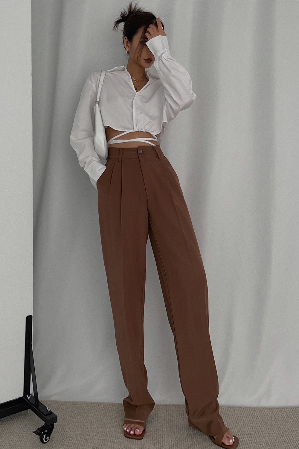 High Waist Loose Straight Drape Mopping Trousers, , women clothing, high-waist-loose-straight-drape-mopping-trousers, , fairypeony