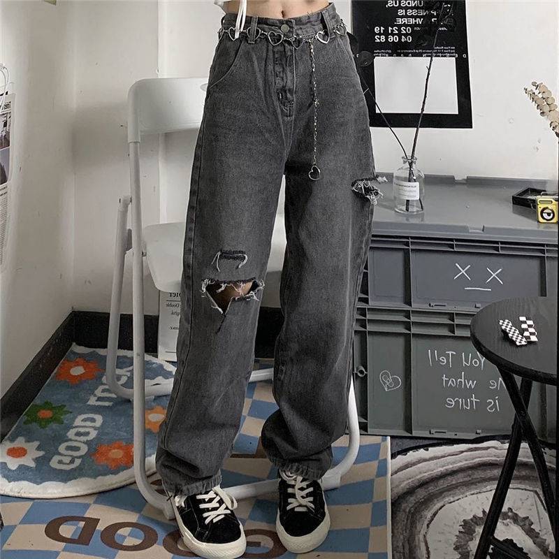 High Street Retro Loose Thin High Waist Jeans, , women clothing, high-street-retro-loose-thin-high-waist-jeans, , fairypeony