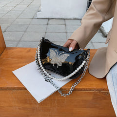 Butterfly Crystal Patent Leather Handbag, , women clothing, butterfly-crystal-patent-leather-handbag, , fairypeony