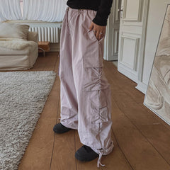 Ruched Parachute Baggy Cargo Pants - fairypeony