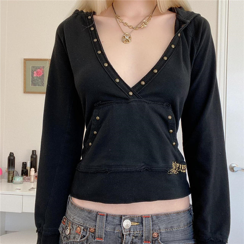 2000s Aesthetic Crop Hoodie - fairypeony