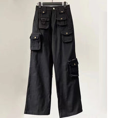 Multi Pockets Straight Leg Cargo Pants - fairypeony