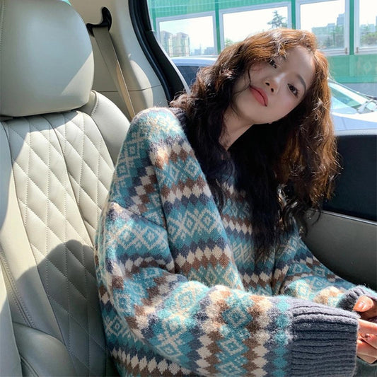 Christmas Vintage Jacquard Sweater, , women clothing, christmas-vintage-jacquard-sweater, , fairypeony