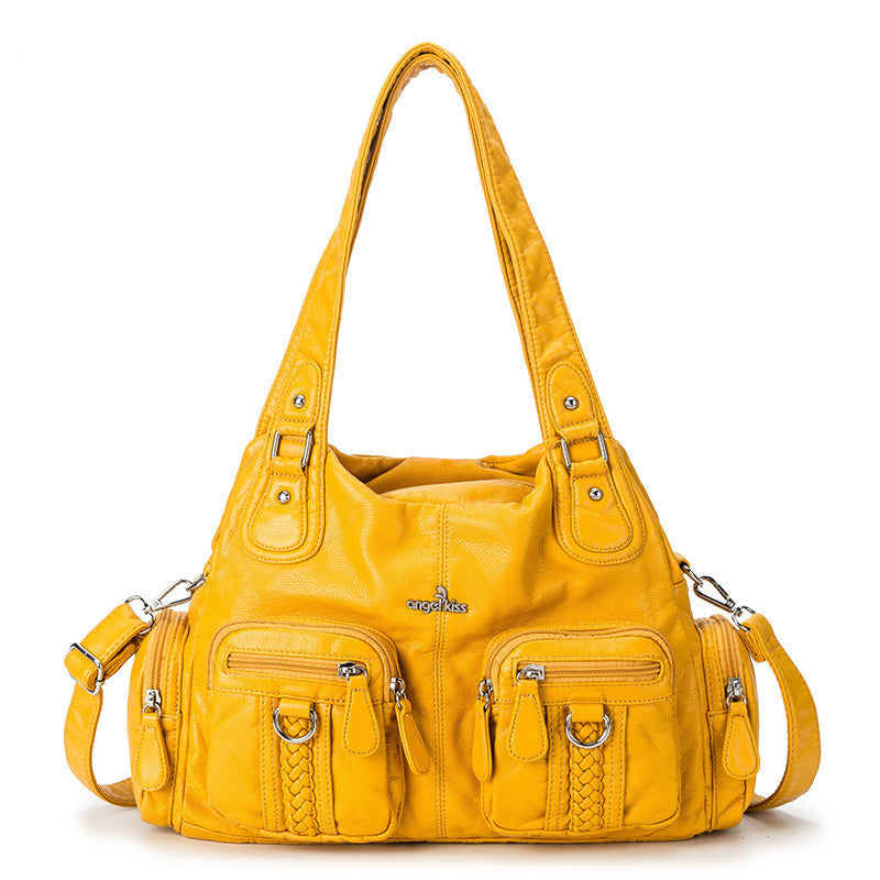 Solid Color Cargo Messenger Bag - fairypeony