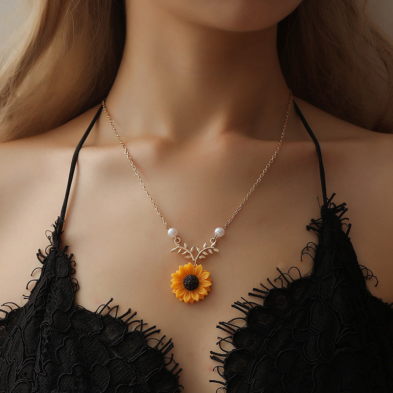 Pearl Sun Flower Necklace, , women clothing, pearl-sun-flower-necklace, , fairypeony